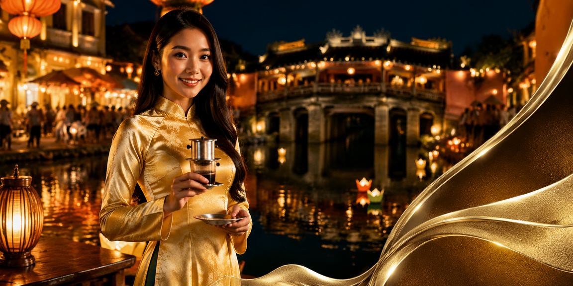 Người phụ nữ mặc áo dài tại Hội An đang đăng ký tài khoản trên nền tảng giải trí trực tuyến